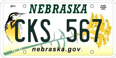 NE license plate CKS567