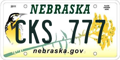 NE license plate CKS777
