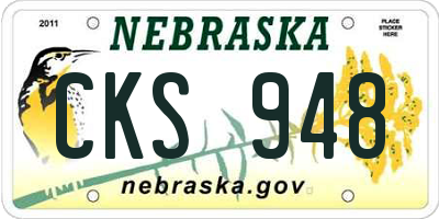 NE license plate CKS948