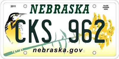 NE license plate CKS962