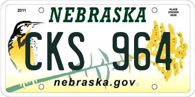 NE license plate CKS964