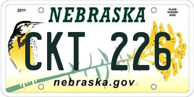 NE license plate CKT226