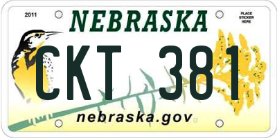 NE license plate CKT381