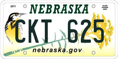 NE license plate CKT625