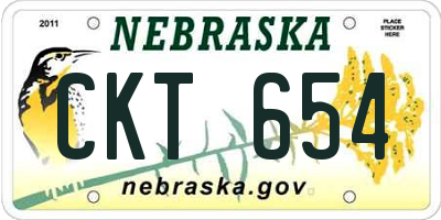 NE license plate CKT654