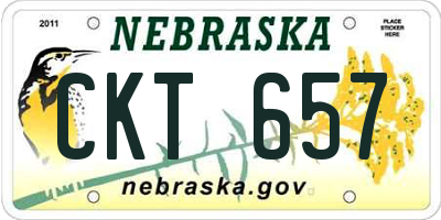 NE license plate CKT657