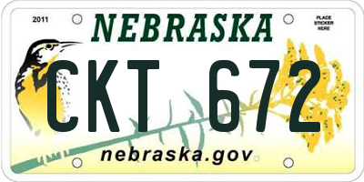 NE license plate CKT672