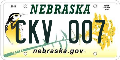 NE license plate CKV007