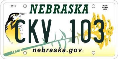 NE license plate CKV103