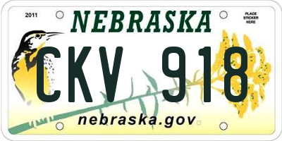 NE license plate CKV918