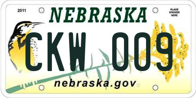 NE license plate CKW009