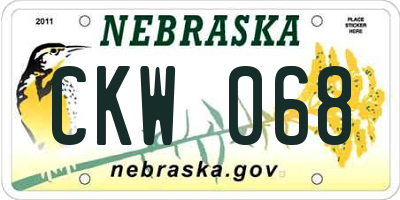 NE license plate CKW068