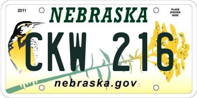 NE license plate CKW216