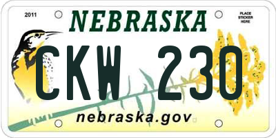 NE license plate CKW230