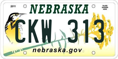 NE license plate CKW313