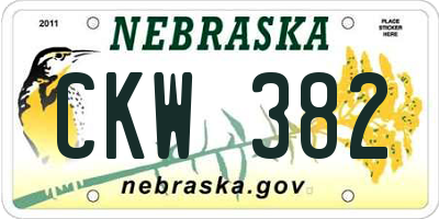 NE license plate CKW382