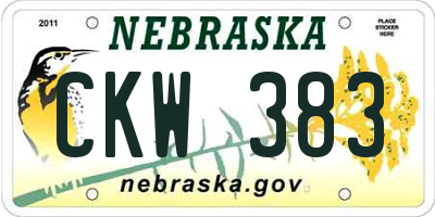 NE license plate CKW383