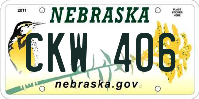 NE license plate CKW406