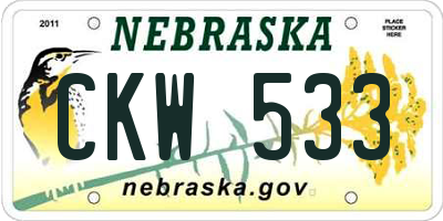 NE license plate CKW533