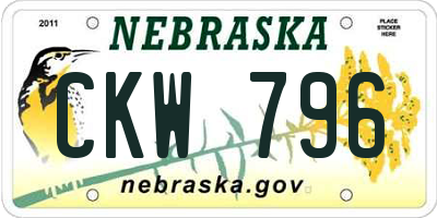 NE license plate CKW796