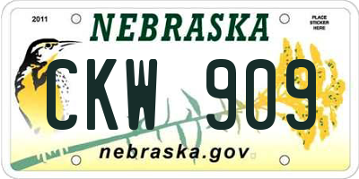NE license plate CKW909
