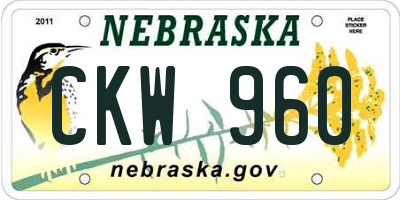 NE license plate CKW960