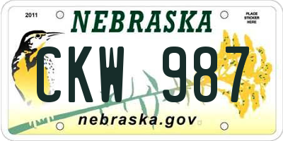 NE license plate CKW987