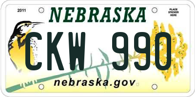 NE license plate CKW990