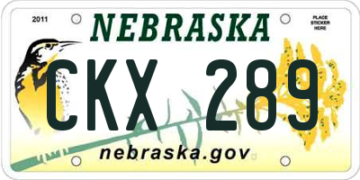 NE license plate CKX289