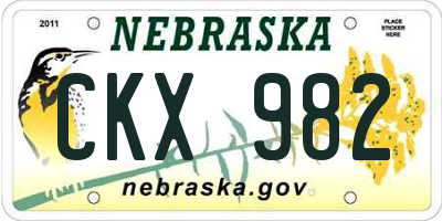 NE license plate CKX982