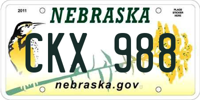 NE license plate CKX988