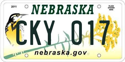 NE license plate CKY017