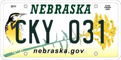 NE license plate CKY031