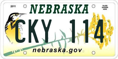 NE license plate CKY114