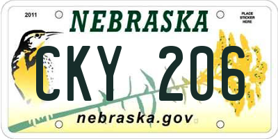 NE license plate CKY206