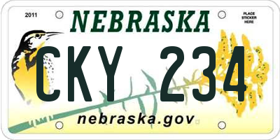 NE license plate CKY234