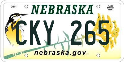 NE license plate CKY265