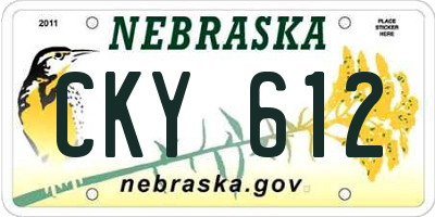 NE license plate CKY612