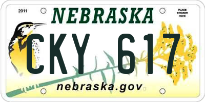 NE license plate CKY617