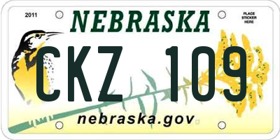 NE license plate CKZ109