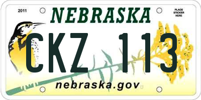 NE license plate CKZ113