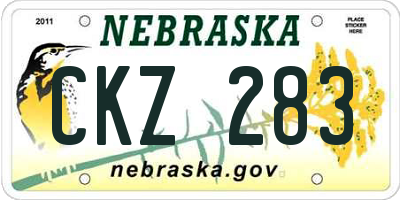 NE license plate CKZ283