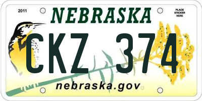 NE license plate CKZ374