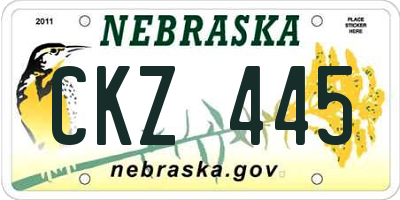 NE license plate CKZ445