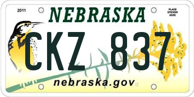 NE license plate CKZ837