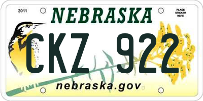 NE license plate CKZ922