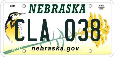 NE license plate CLA038