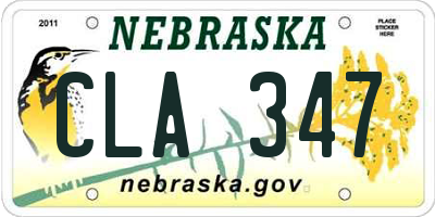NE license plate CLA347