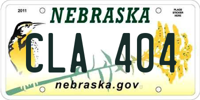 NE license plate CLA404