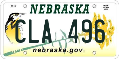NE license plate CLA496